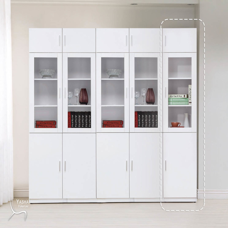 B568-02 艾美白色2.7尺六門高書櫃(S775+S779)