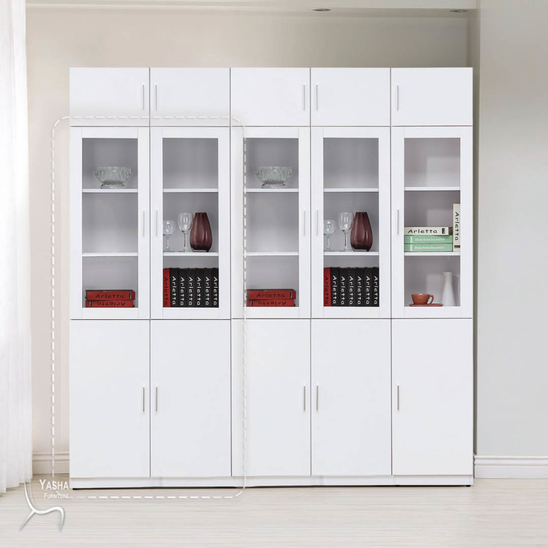 B568-03 艾美白色2.7尺四門書櫃(S775)