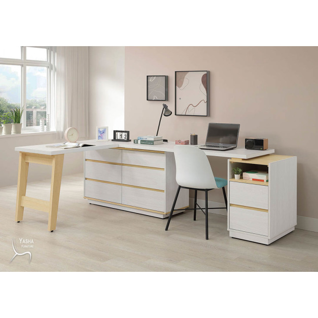 B557-02 泰勒7×4尺L型功能桌組(M104+M106+M121+M122+M123+M124+M125)