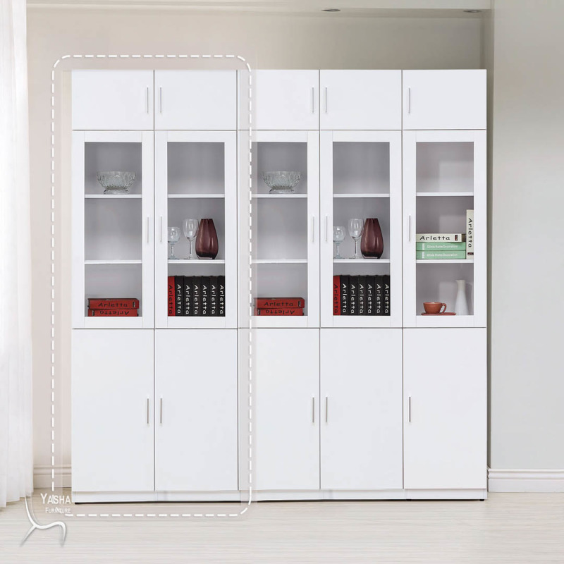 B568-01 艾美白色2.7尺六門高書櫃(S775+S779)