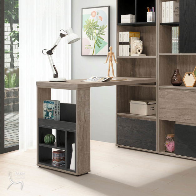 B572-02 艾爾頓2尺h型活動書櫥桌組 
(H533+G253+G254)