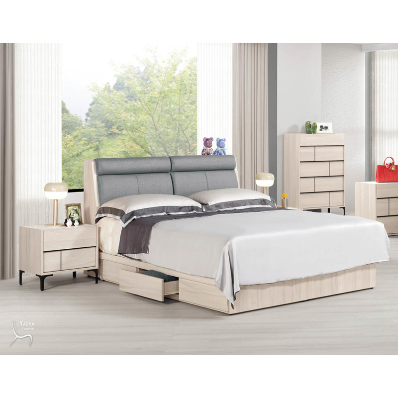 1087-1+1087-8  里斯特6尺被櫥式雙人床+ 里斯特1.7床頭櫃