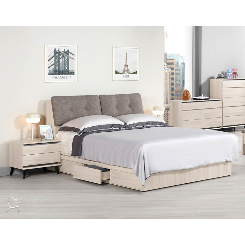 1117-2+1117-8  范德爾5尺被櫥式雙人床+ 范德爾1.8尺床頭櫃