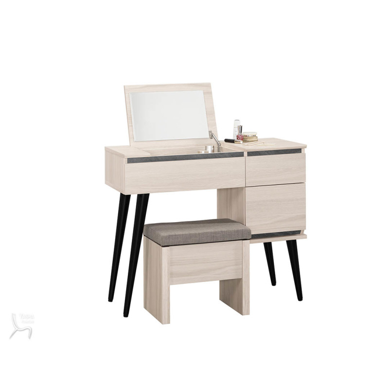 1117-4+1117-5  范德爾2.7尺化妝台(全組)(木門)+范德爾化妝椅