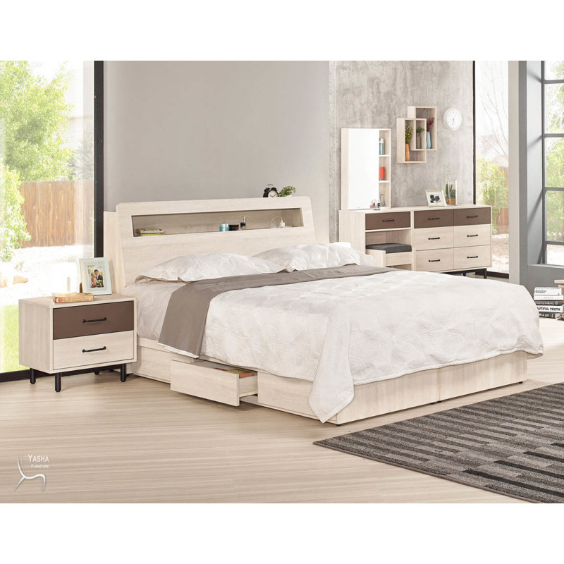 1135-2+1135-6 戴維斯5尺被櫥式雙人床+戴維斯1.8尺床頭櫃