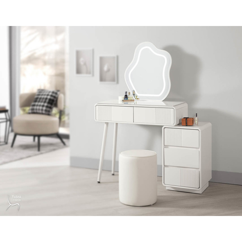 1311-3+1311-2 艾莉絲2.7尺岩板伸縮化妝台(全組)+多莉絲化妝椅