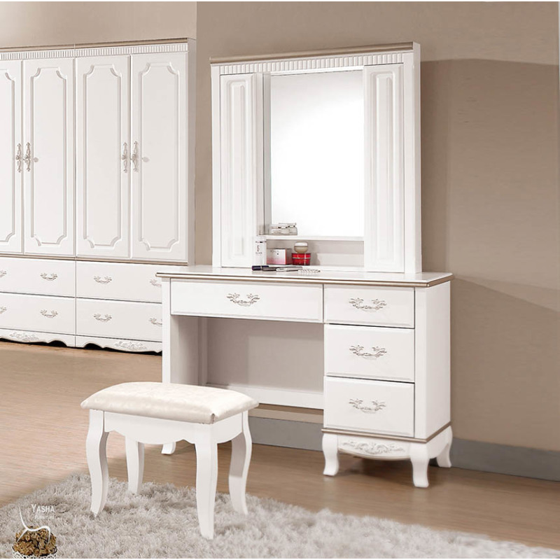 1257-3+1257-6 諾維雅3.5尺化妝台(全組)+諾維雅化妝椅