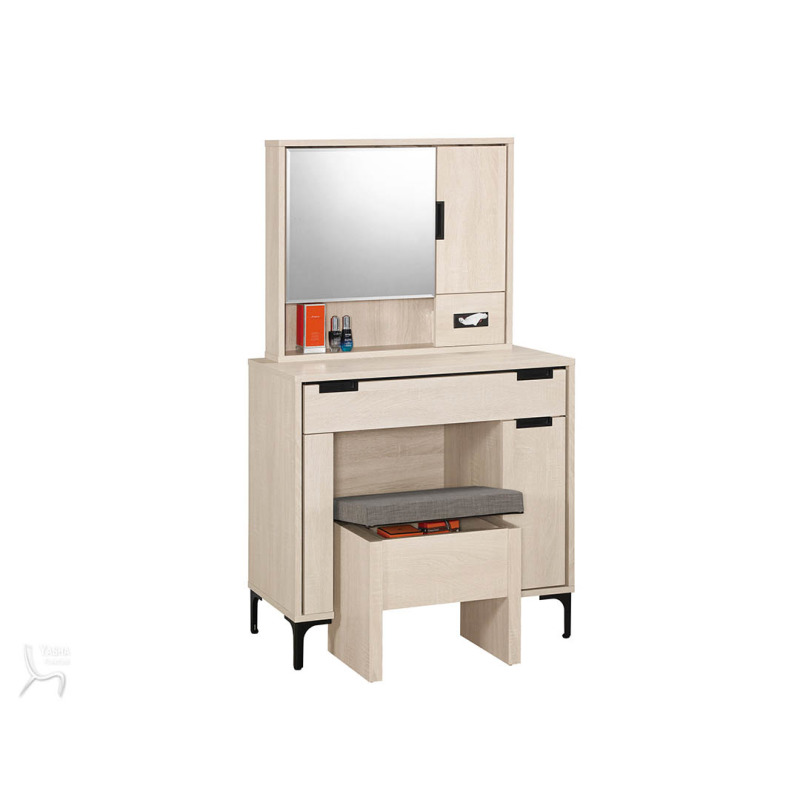 1123-3+1129-4  昆提斯2.7尺化妝台(全組)+丹妮拉化妝椅