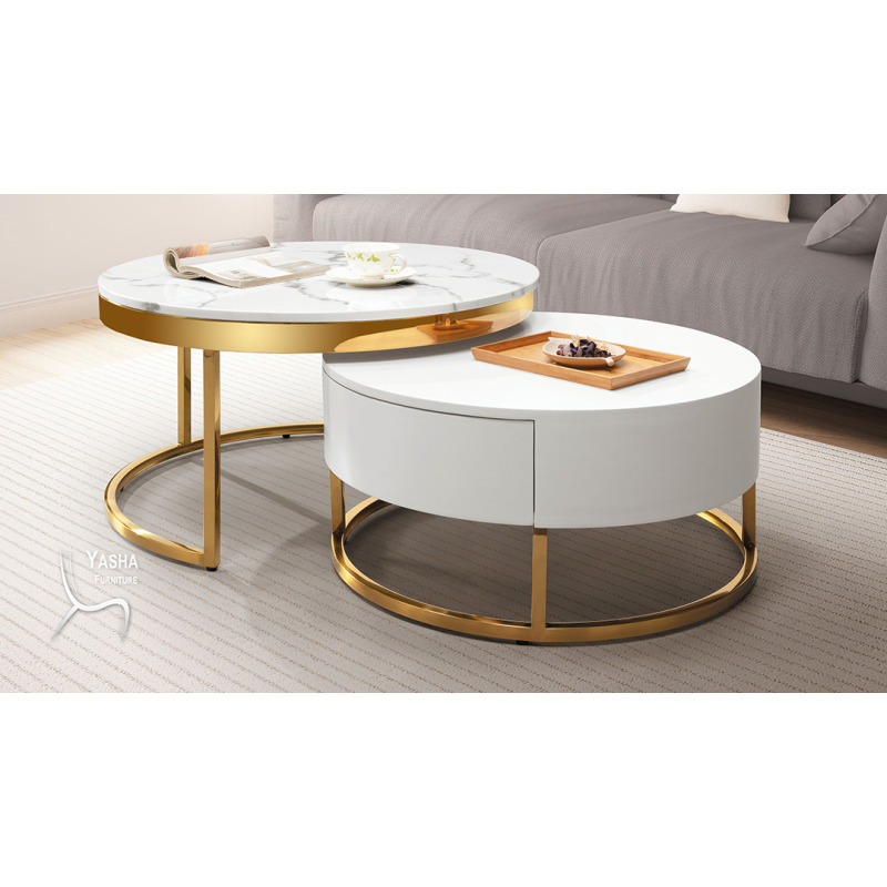 B338-03 伊麗莎石面茶几組 (1818大＋小)