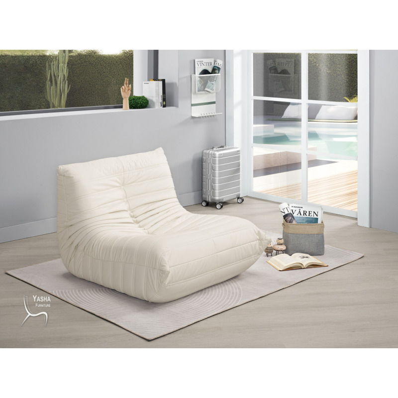 1394-3 哈爾休閒沙發椅(白色皮)