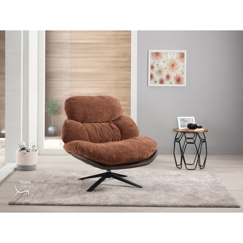 1392-3 倫納德旋轉休閒椅(咖啡色)