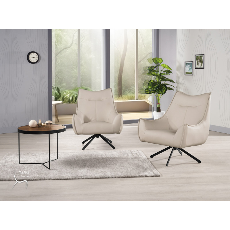 1379-2 耶達休閒椅(米色皮)