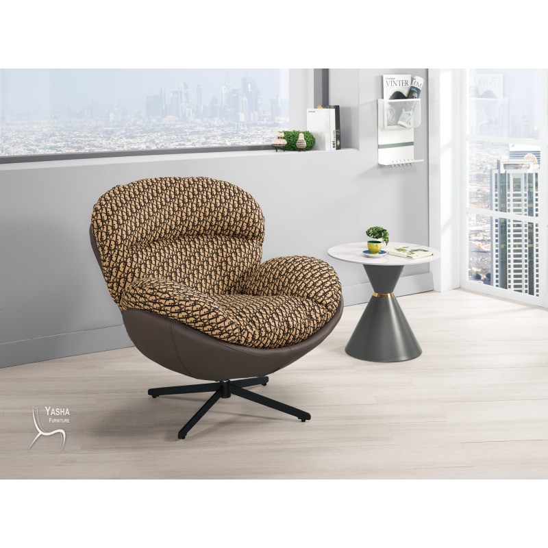 1391-1 海曼休閒旋轉椅(棕色皮)