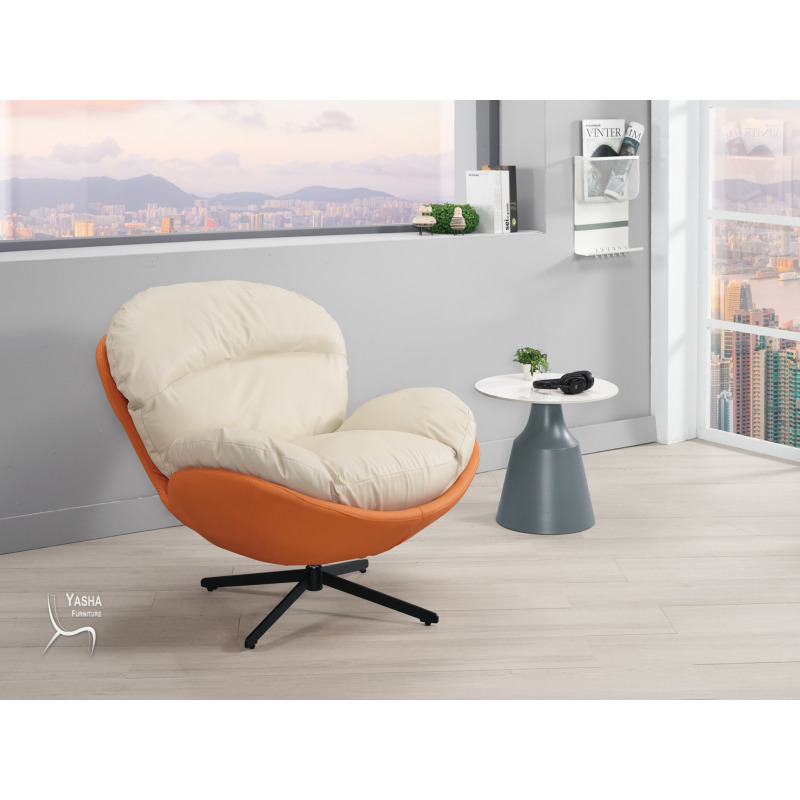 1391-2 海曼休閒旋轉椅(橘色皮)