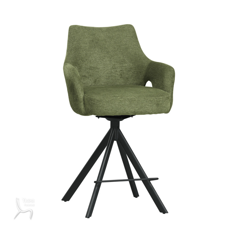 1884-3 強尼吧椅(中)(綠色布)