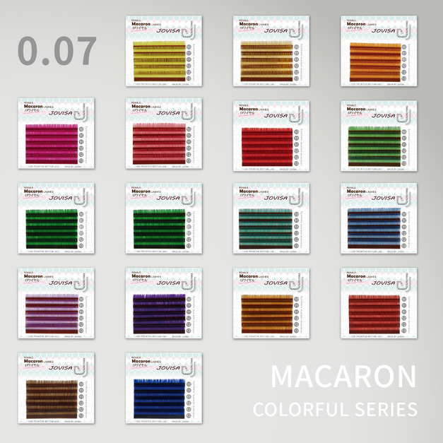 6D 多根稼接 -【馬卡龍0.07-繽紛系列】睫毛 全彩C捲