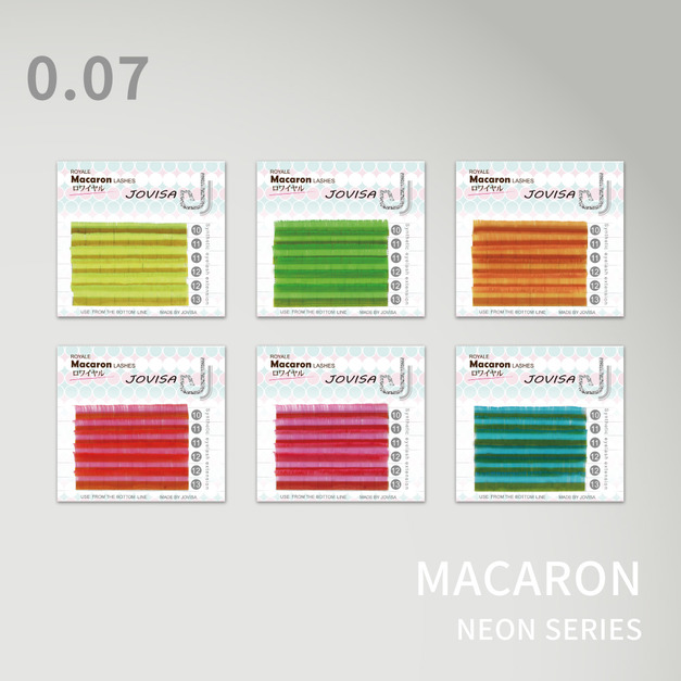 6D 多根稼接 -【馬卡龍0.07-螢光系列】睫毛 全彩C捲