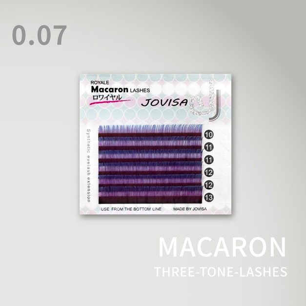 6D 多根稼接 -【馬卡龍0.07-三色漸層】睫毛 全彩C捲