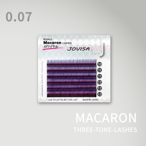 6D 多根稼接 -【馬卡龍0.07-三色漸層】睫毛 全彩C捲