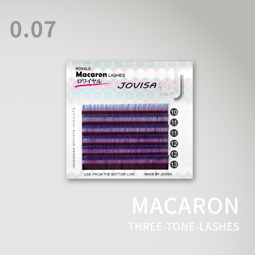 6D 多根稼接 -【馬卡龍0.07-三色漸層】睫毛 全彩C捲