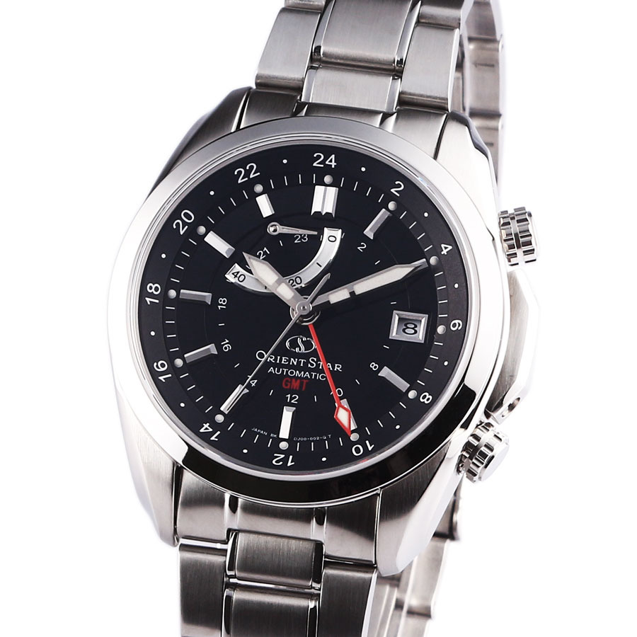 orient star 东方之星 gmt系列 双时区蓝宝石机械表 钢带款 黑色 sdj