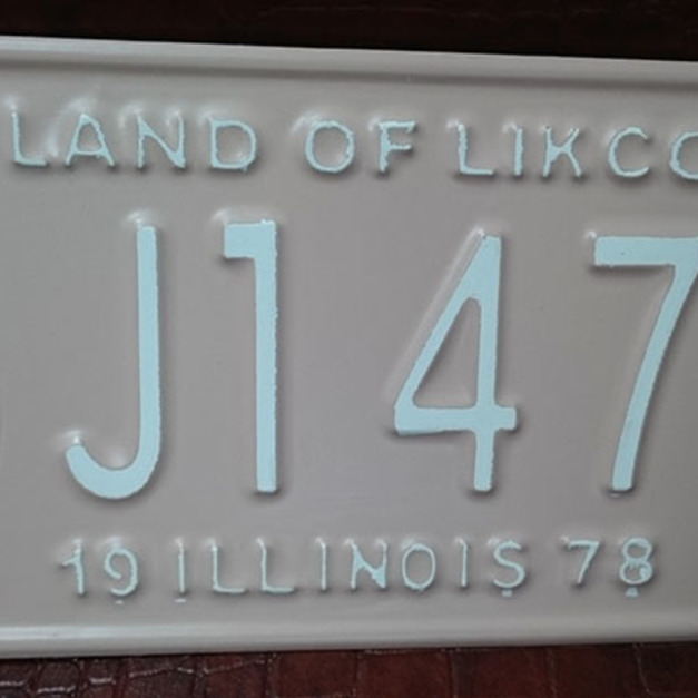 LAND OF LIKCOLN 字樣復古鐵板畫 (粉紅色)