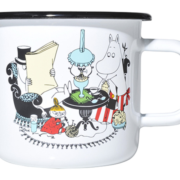 嚕嚕米Mamma & Pappa 琺瑯馬克杯 370cc (清新白)