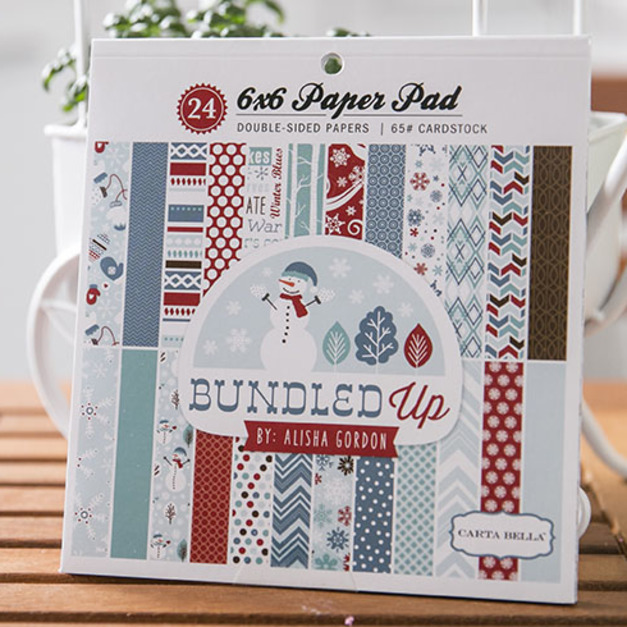 Bundled Up 藝術印花色紙-聖誔節的雪人 (1本24張雙面)