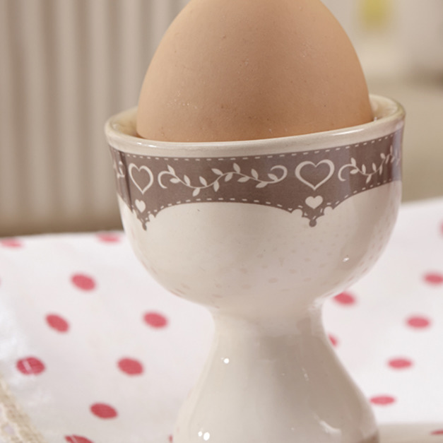 法國EFYA復古花卉陶瓷蛋杯 (深情灰)