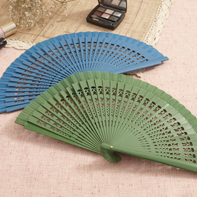 西班牙金屬鏤空手繪花紋扇 (孔雀藍/墨玉綠)