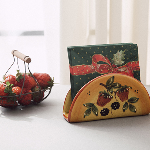 葡萄牙手工陶瓷-森林草莓系列面紙托架