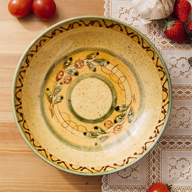 葡萄牙手工陶瓷-綠橄欖系列深盤
