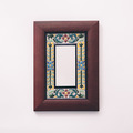 西班牙手繪陶瓷立鏡 (紅木紋框) 13.5*18.5cm