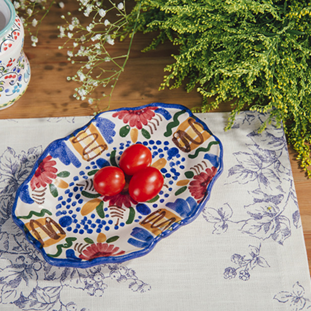 安逹魯西亞花卉壁掛手繪陶瓷盤/餐盤19cm 