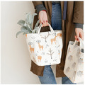 日式簡約棉麻保溫便當袋(小鹿/大象圖案)_2