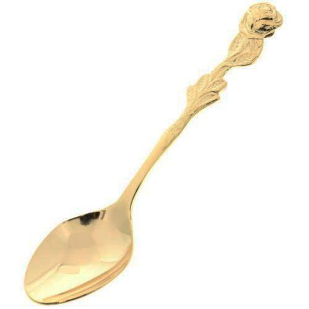 日本玫瑰握柄咖啡匙金色(無螺旋)