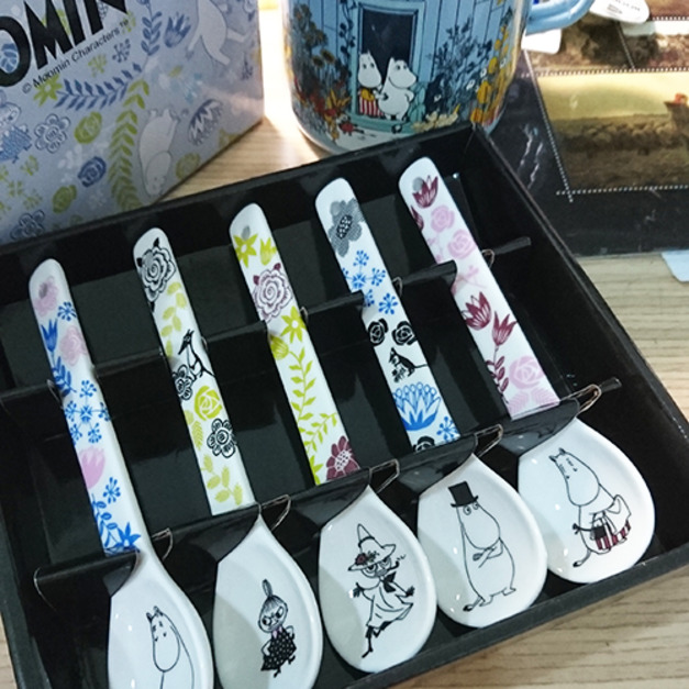芬蘭Moomins嚕嚕米童趣5入陶瓷湯匙(日本製)