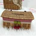 鄉村風櫻桃紅藤編面紙盒/收納盒