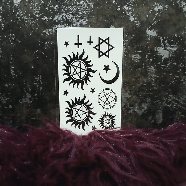 限量新款迷你刺青紋身 太陽星夜圖騰