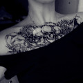限量新款胸骨大圖刺青紋身 暗黑狐狸狼頭骷髏