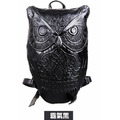 3D立體浮雕貓頭鷹圖騰潮酷雙肩後背包(3色可選：霸氣黑、高貴銀、土豪金)