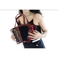手風琴時尚造型包側背包斜背包手提包女包(紅、黑2色可選)_2