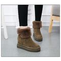 韓版真皮厚底加絨加厚保暖冬季内增高高跟女靴雪靴(黑、棕2色)161201002