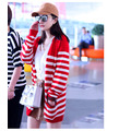 楊冪明星同款紅白條紋休閒寬鬆毛衣針織衫161218014_1