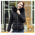韓版女裝大毛領短版修身羽絨棉服保暖外套170109008_1