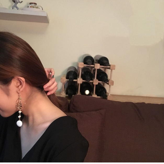 韓版葉子珍珠巴洛克風貝殼不對稱耳環170501010