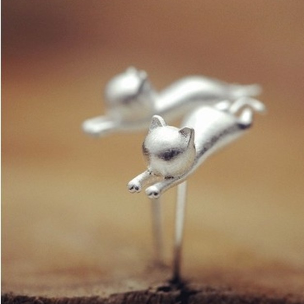 s925純銀貓咪耳環