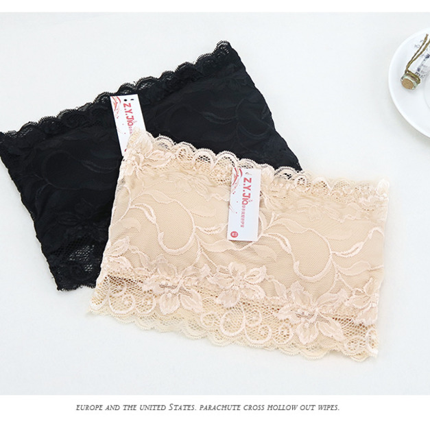 蕾絲蘭花帶胸墊薄款抹胸小可愛170726001