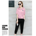 夏季韓版休閒中大尺碼七分褲運動套裝170831001_1