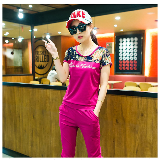 韓版女裝中大尺碼女裝長袖休閒服套裝運動服套裝棒球服(5色可選)170831030